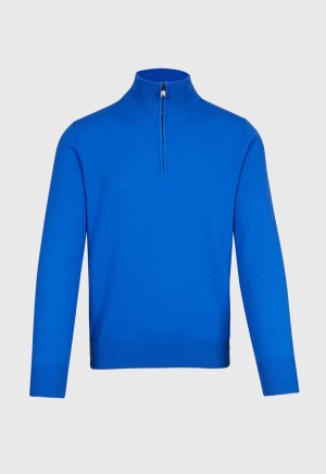 Royal Blue Paul Stuart Cashmere 1/4 Zip | UK_PAUL28915