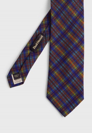 Royal Blue Paul Stuart Printed Wool Plaid | UK_PAUL93305