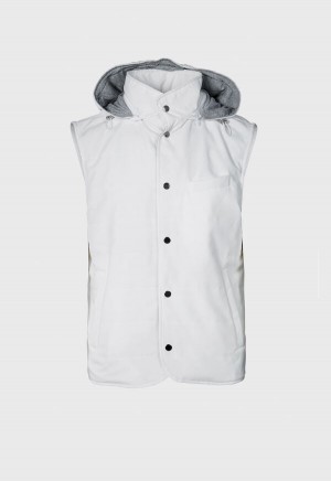 White Paul Stuart Belsetta Vest with Removable Hood | UK_PAUL61312