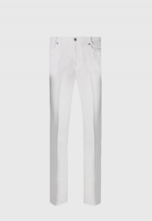 White Paul Stuart Linen Five Pocket | UK_PAUL99534