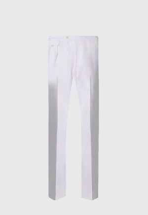 White Paul Stuart Linen Washed Pleated Front | UK_PAUL91640