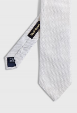 White Paul Stuart Solid Silk Garza | UK_PAUL95789