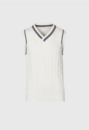 White Paul Stuart Tennis Vest | UK_PAUL79593