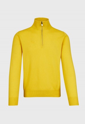 Yellow Paul Stuart Cashmere 1/4 Zip | UK_PAUL49147