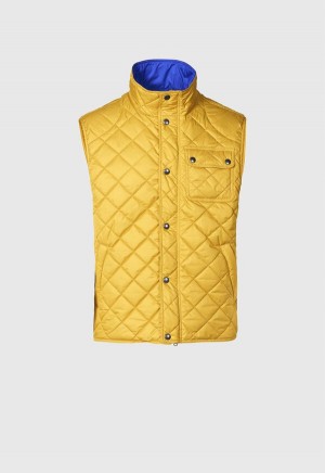 Yellow Paul Stuart Diamond Quilted Vest | UK_PAUL15133