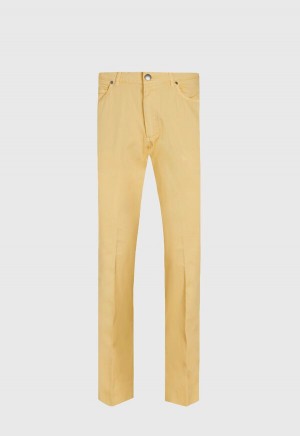 Yellow Paul Stuart Five Pocket Gabardine Twill | UK_PAUL92340