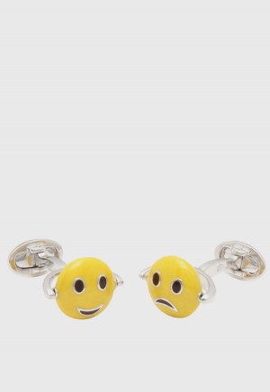 Yellow Paul Stuart Happy & Sad Emoji Cufflinks | UK_PAUL94907