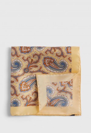 Yellow Paul Stuart Printed Silk Paisley | UK_PAUL76387