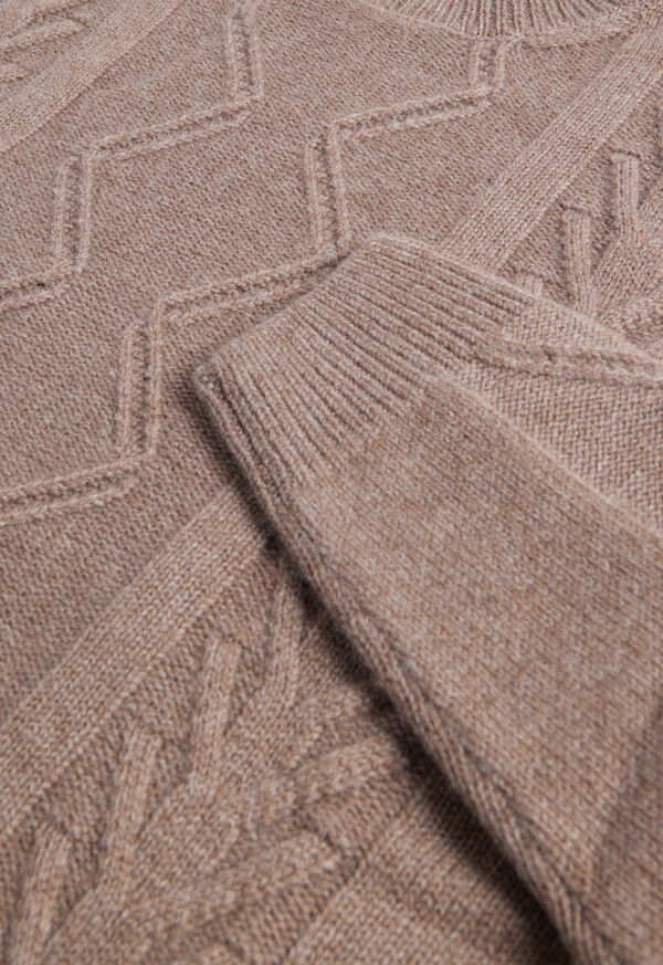 Beige Paul Stuart Wool & Cashmere Cable Crewneck | UK_PAUL79131