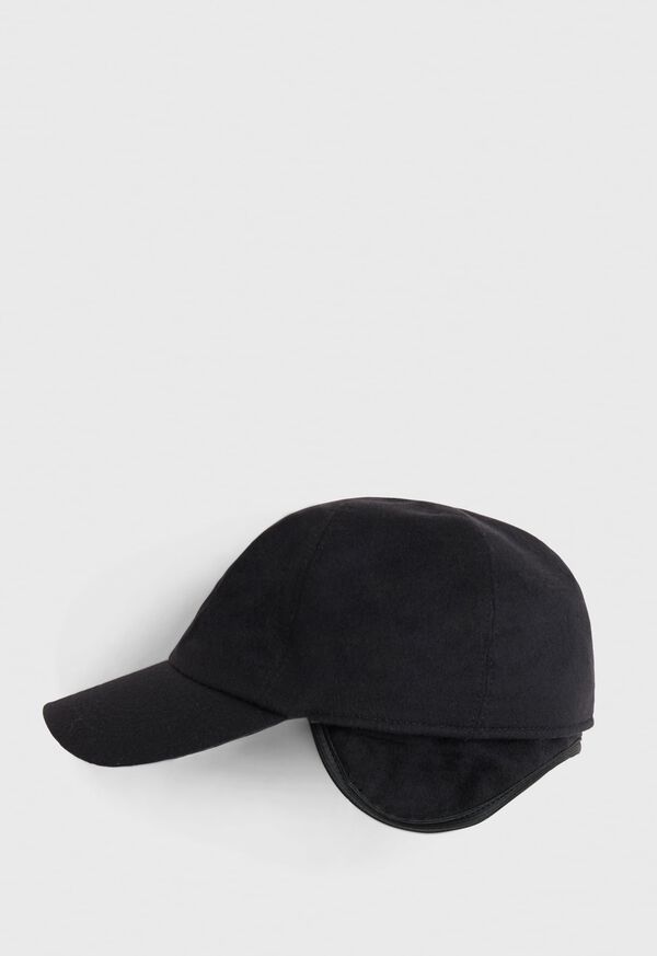 Black Paul Stuart Baseball Cap with Ear Flaps | UK_PAUL65403