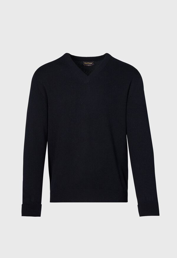 Black Paul Stuart Classic Cashmere Double Ply V-Neck | UK_PAUL13692