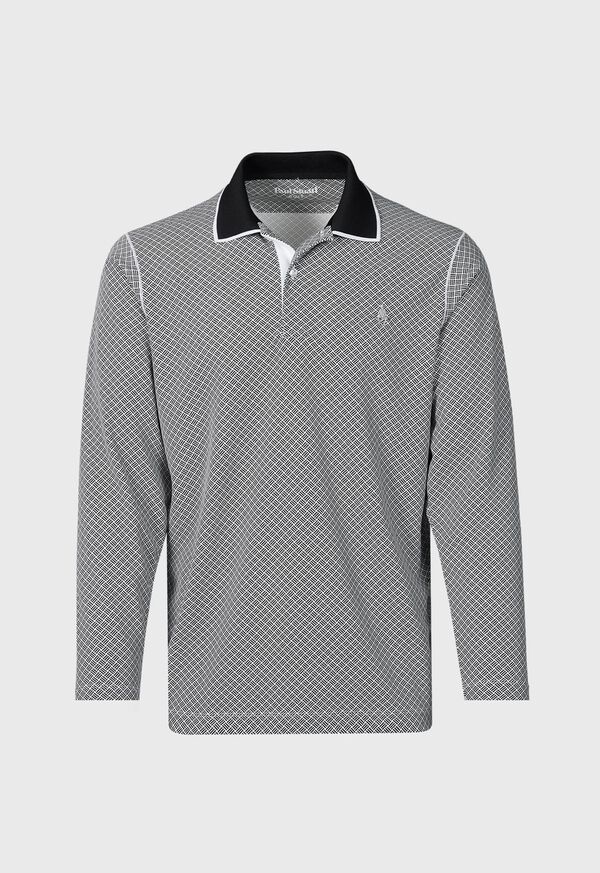 Black Paul Stuart Long Sleeve Parquet Pattern Golf | UK_PAUL61208