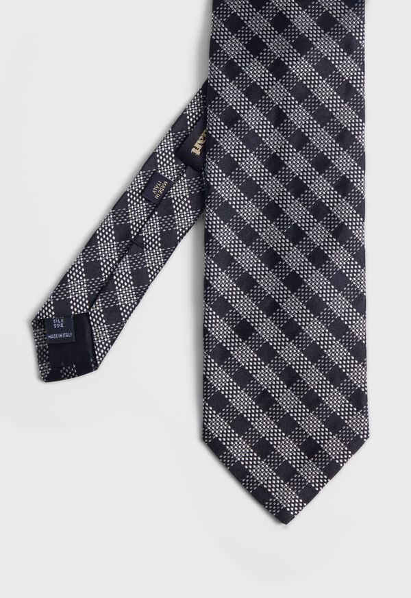 Black Paul Stuart Silk Jacquard Check | UK_PAUL46110