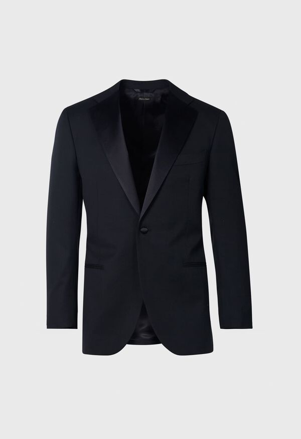 Black Paul Stuart Wool Tuxedo with Satin Notch Lapel | UK_PAUL22231