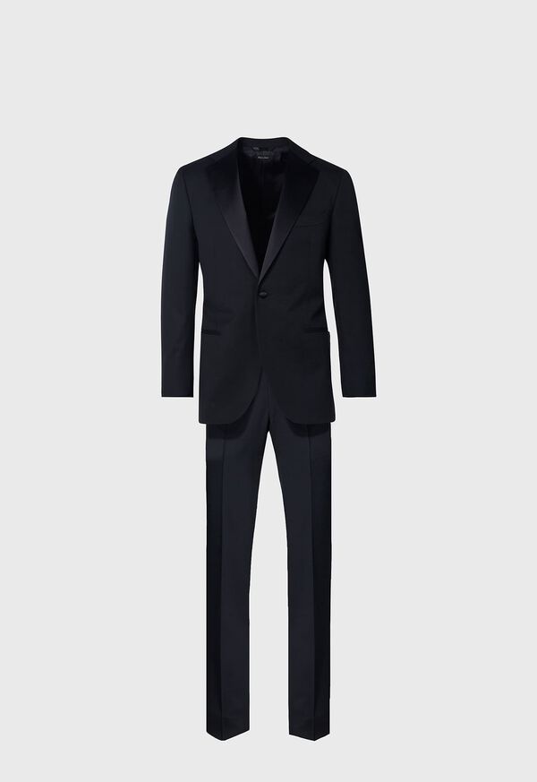 Black Paul Stuart Wool Tuxedo with Satin Notch Lapel | UK_PAUL22231