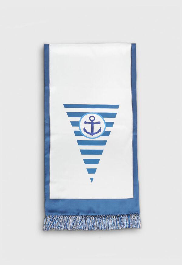 Blue Paul Stuart Anchor Printed Silk Scarf | UK_PAUL15140