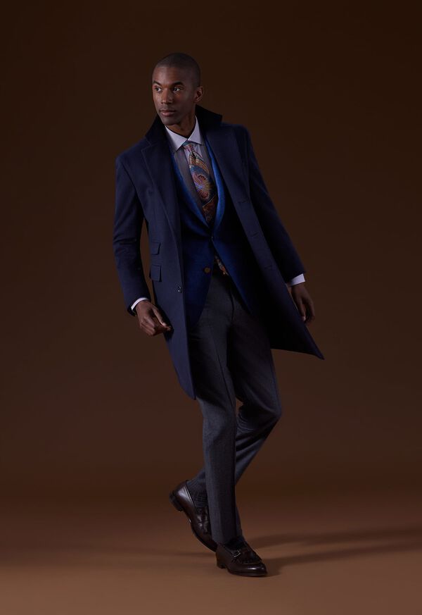 Blue Paul Stuart Cashmere Overcoat | UK_PAUL96564