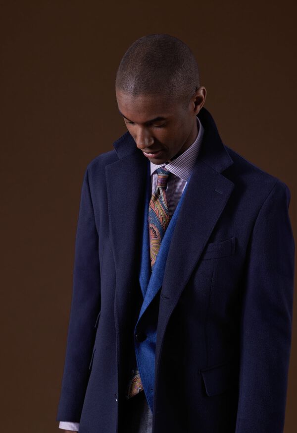 Blue Paul Stuart Cashmere Overcoat | UK_PAUL96564