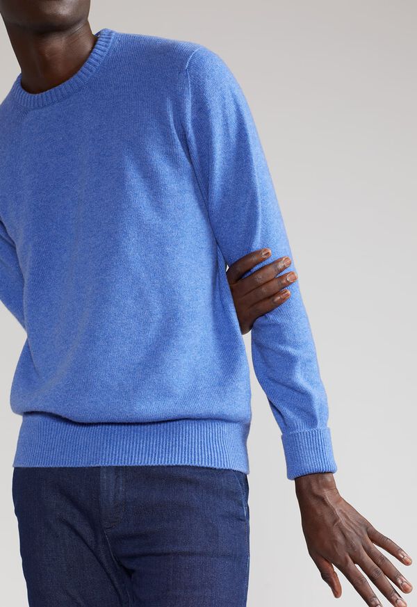 Blue Paul Stuart Classic Cashmere Double Ply Crewneck | UK_PAUL49107