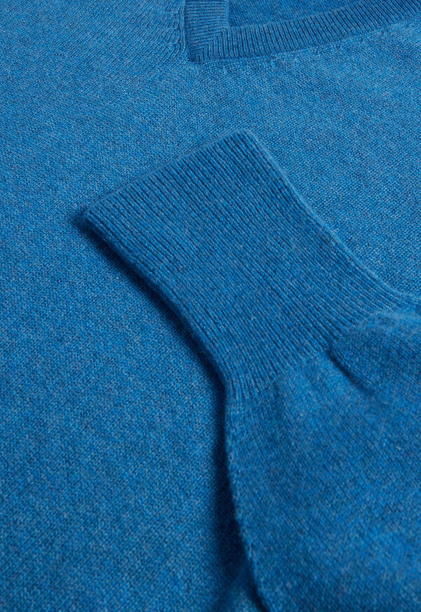 Blue Paul Stuart Classic Cashmere Double Ply V-Neck | UK_PAUL52220