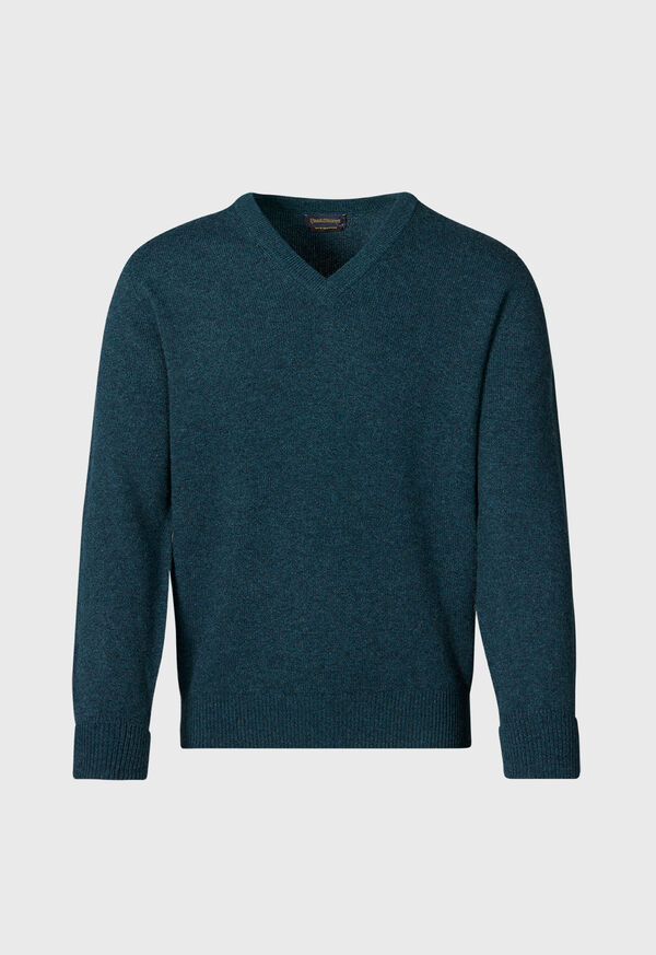 Blue Paul Stuart Classic Cashmere Double Ply V-Neck | UK_PAUL26958