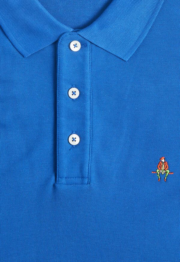 Blue Paul Stuart Cotton Piqué Logo Polo | UK_PAUL62016