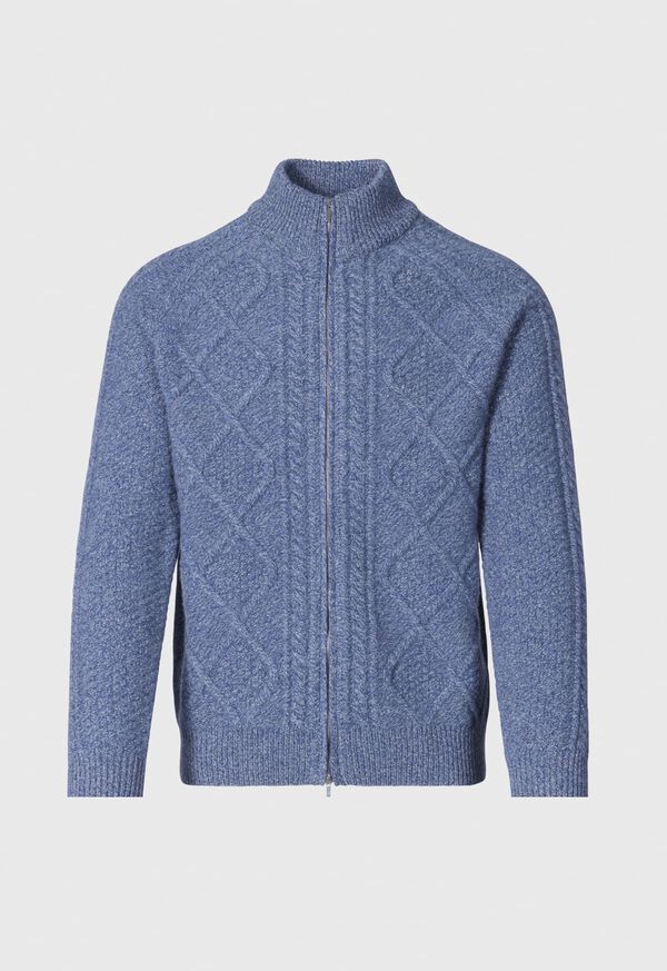 Blue Paul Stuart Diamond Stitch Full Zip Cardigan | UK_PAUL33026