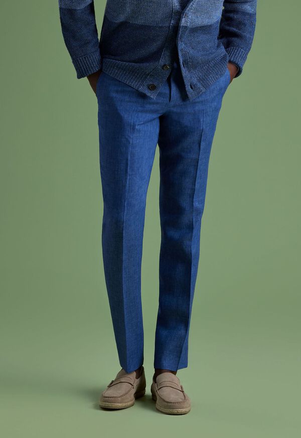 Blue Paul Stuart Linen Chambray | UK_PAUL10659