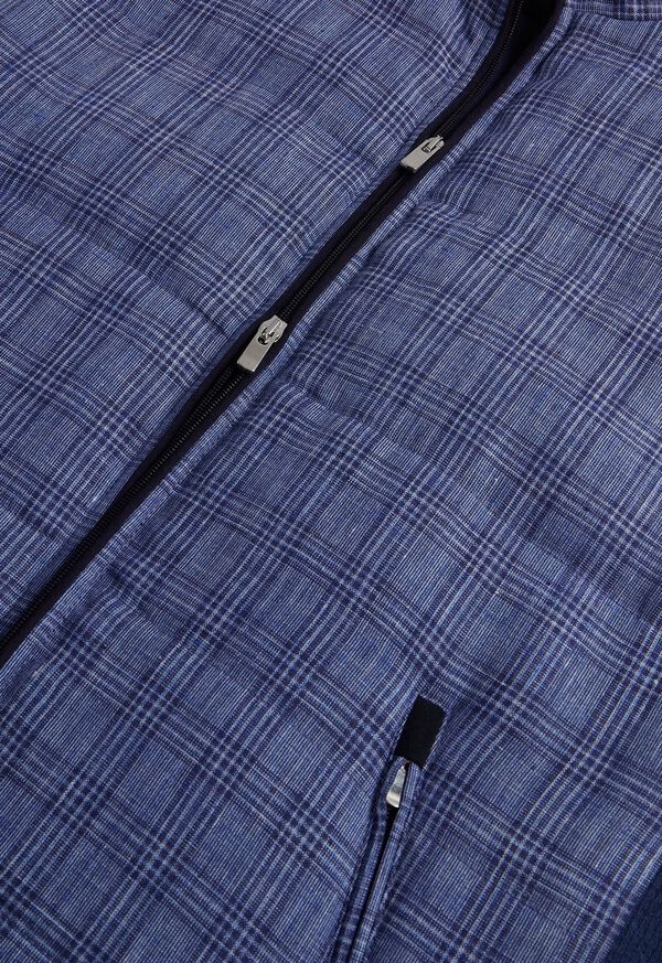 Blue Paul Stuart Linen Plaid | UK_PAUL33518