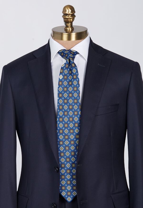 Blue Paul Stuart Printed Linen Medallion | UK_PAUL96872