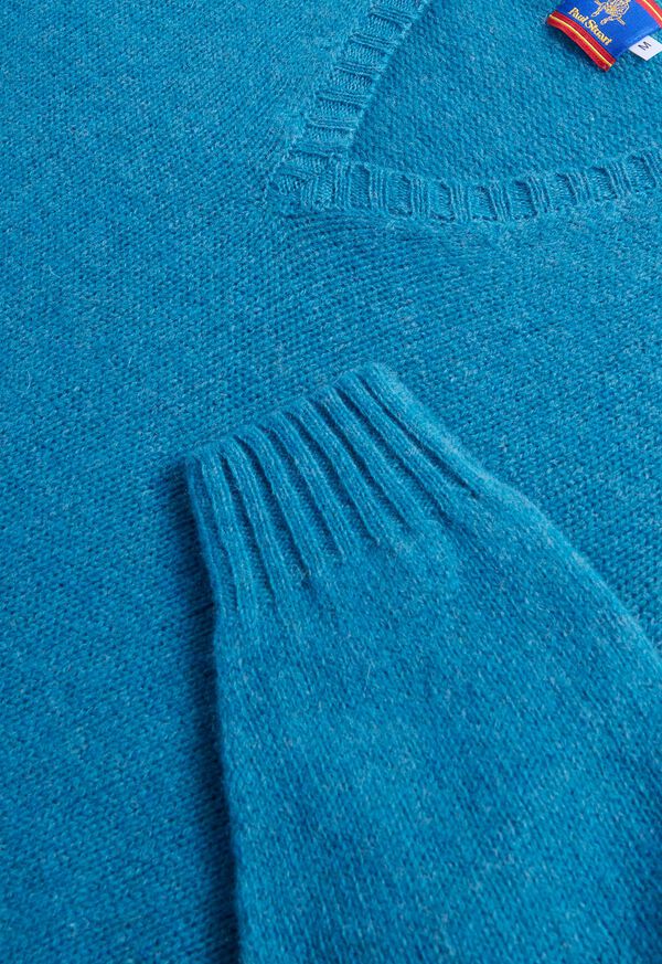 Blue Paul Stuart Shetland Wool V-Neck | UK_PAUL49390