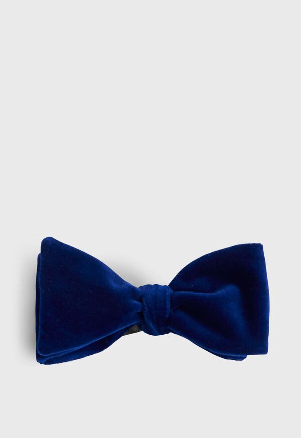 Blue Paul Stuart Stretch Velvet Blunt Edge Bow | UK_PAUL34333