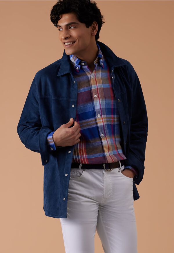 Blue Paul Stuart Suede Shirt Jacket | UK_PAUL93328