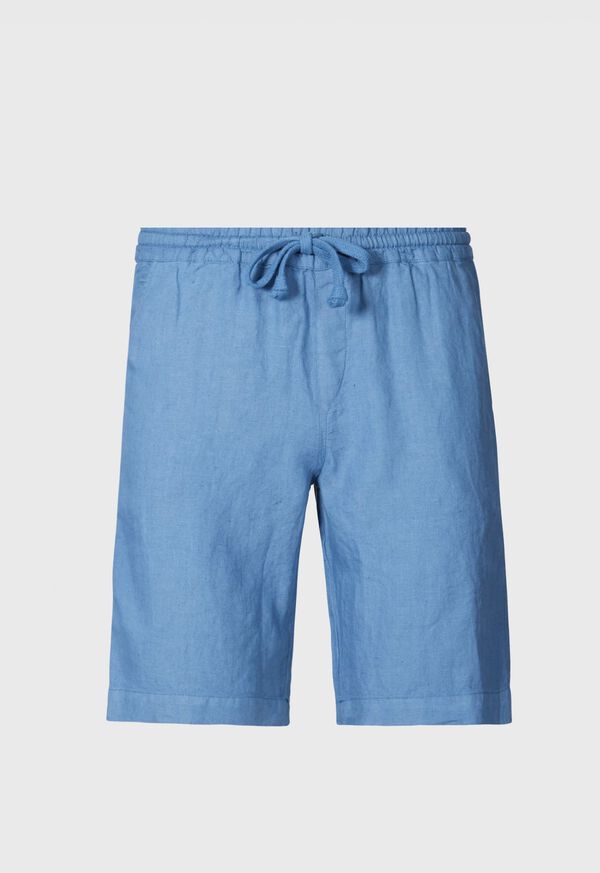 Blue Paul Stuart Washed Linen Bermudas | UK_PAUL83473