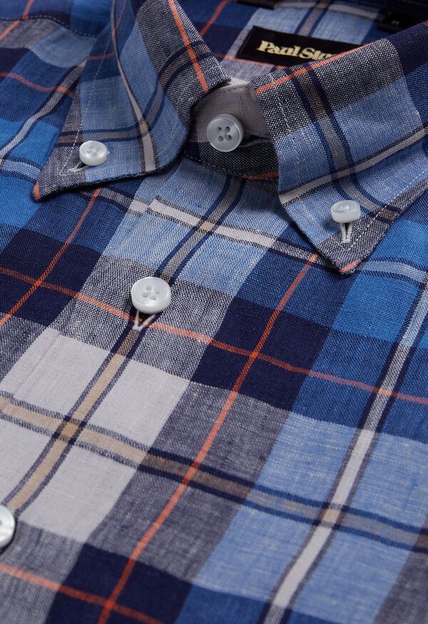 Blue / Red Paul Stuart Linen Plaid | UK_PAUL17319