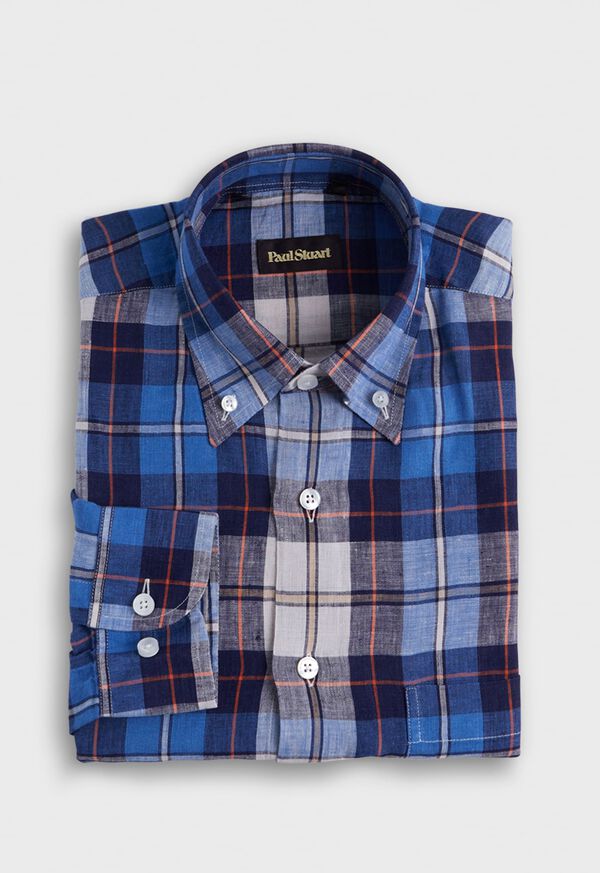 Blue / Red Paul Stuart Linen Plaid | UK_PAUL17319