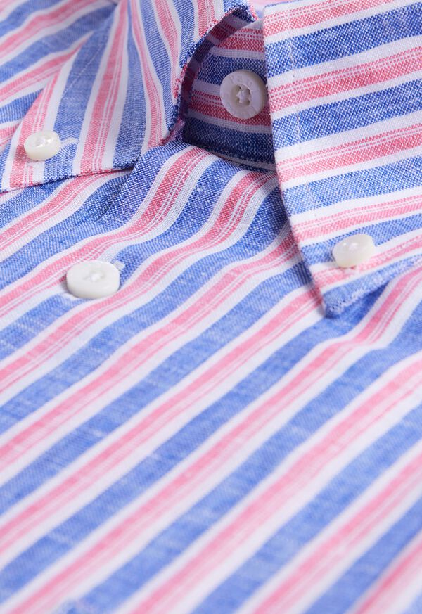 Blue / Red Paul Stuart Linen Shadow Stripe | UK_PAUL56590