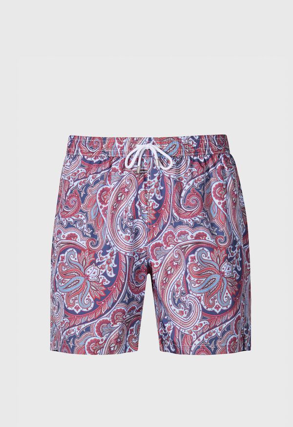 Blue / Red Paul Stuart Paisley Print Swim Trunk | UK_PAUL74141