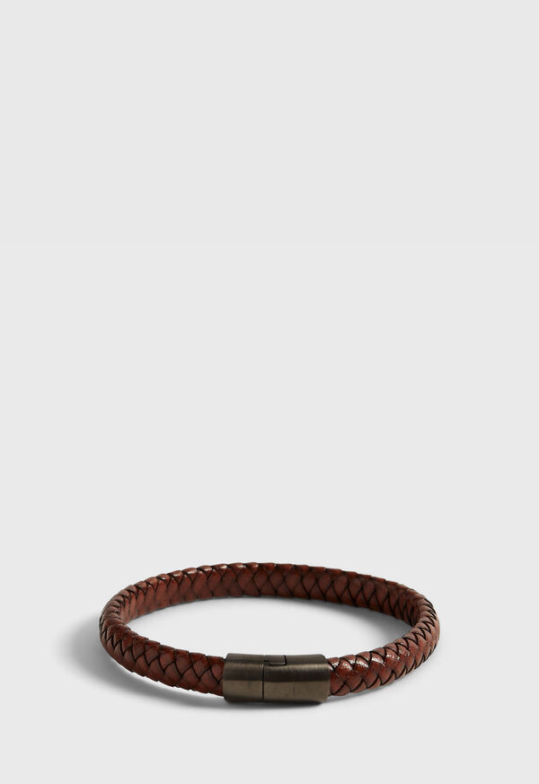 Brown Paul Stuart Brown Braided Leather Bracelet with Sterling Silver closure | UK_PAUL39239