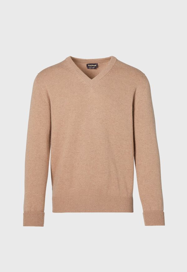 Brown Paul Stuart Classic Cashmere Double Ply V-Neck | UK_PAUL32364