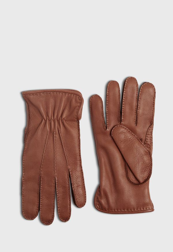 Brown Paul Stuart Deerskin Leather Glove with Cashmere Lining | UK_PAUL33971