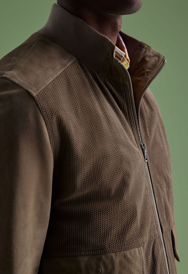 Brown Paul Stuart Herringbone Suede Jacket | UK_PAUL47185