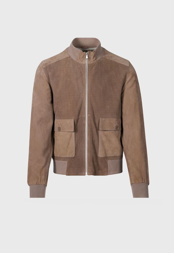 Brown Paul Stuart Herringbone Suede Jacket | UK_PAUL47185