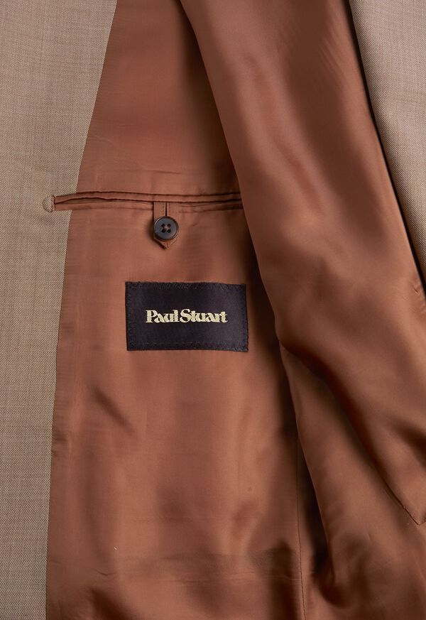 Brown Paul Stuart Mélange Tan All Year Wool Suit | UK_PAUL78434