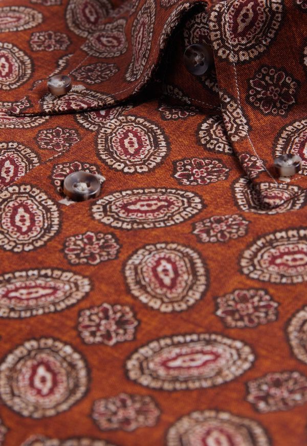 Brown Paul Stuart Medallion Print Cotton | UK_PAUL40649