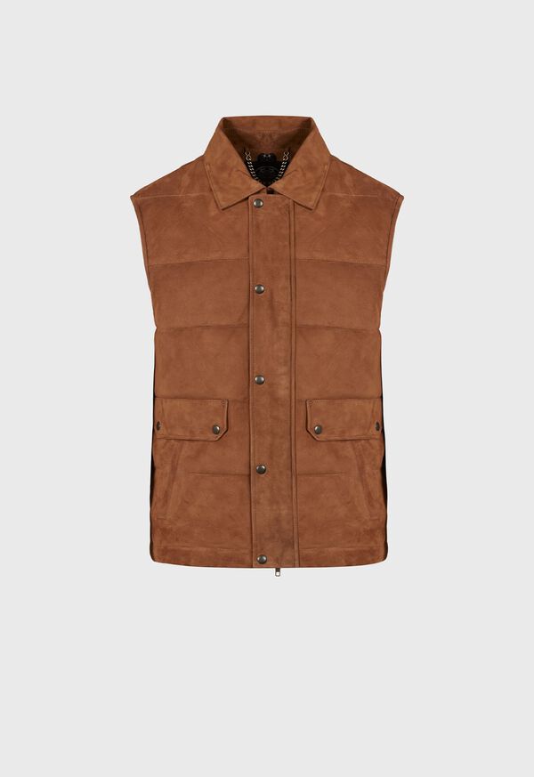 Brown Paul Stuart Quilted Shearling Vest | UK_PAUL78494