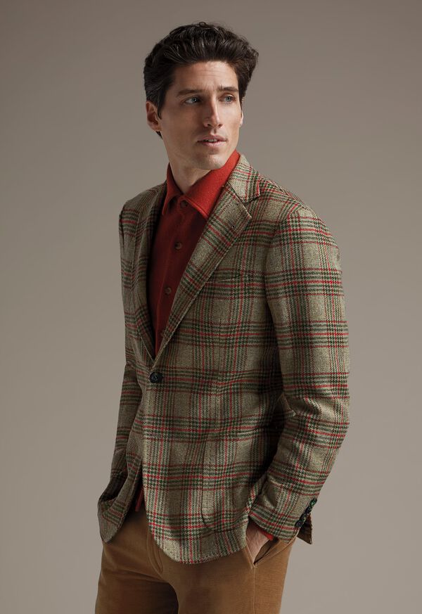 Brown / Green Paul Stuart Plaid Wool Soft Constructed | UK_PAUL78459