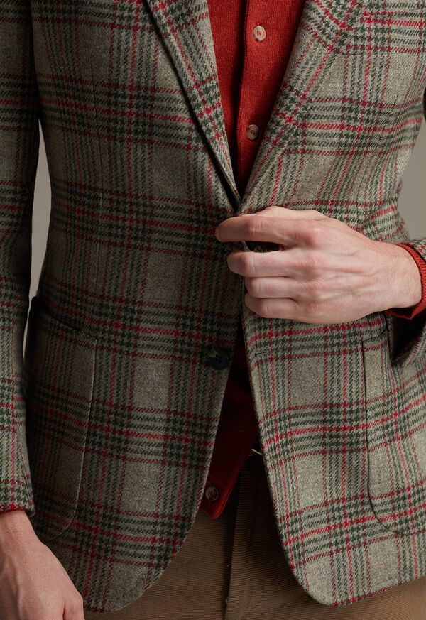 Brown / Green Paul Stuart Plaid Wool Soft Constructed | UK_PAUL78459