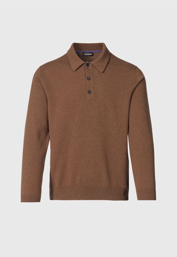 Brown / Lavender Paul Stuart Cashmere Long Sleeve with Suede | UK_PAUL48074