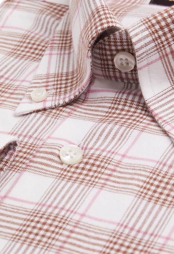 Brown / Pink Paul Stuart Plaid Flannel on Cream Ground | UK_PAUL72075